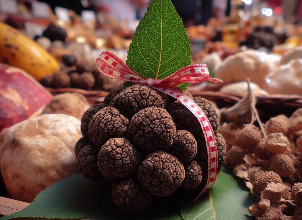 Un lot de truffes sur le marché à uzes